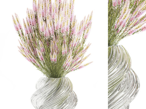 Um lindo buqu&ecirc; exuberante de flores silvestres em um vaso Modelo 3D