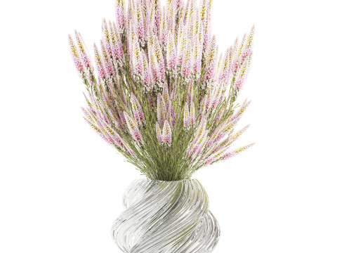 Um lindo buqu&ecirc; exuberante de flores silvestres em um vaso Modelo 3D