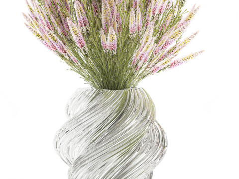 Um lindo buqu&ecirc; exuberante de flores silvestres em um vaso Modelo 3D