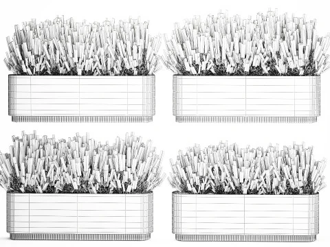 Collezione fiori Calluna Rosmarino Lavanda in vasi a cespuglio Modello 3D