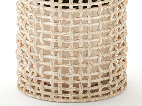 White Hydrangea flower bushes rattan basket decor pot 3D Model