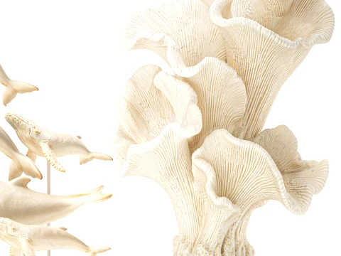 Marine Set Whale White Coral Shell Figurines Decor 3D Model