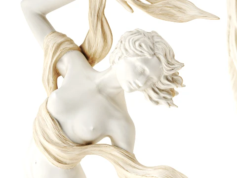 White statues figurines woman girl angel wings man decor set 3D Model