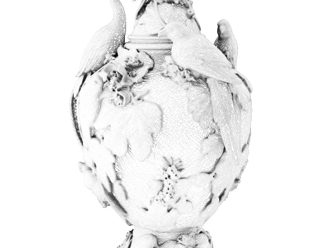 Classic Italian Relief Vase Bird Peacock Figures Parrots grape leaves 3D Model