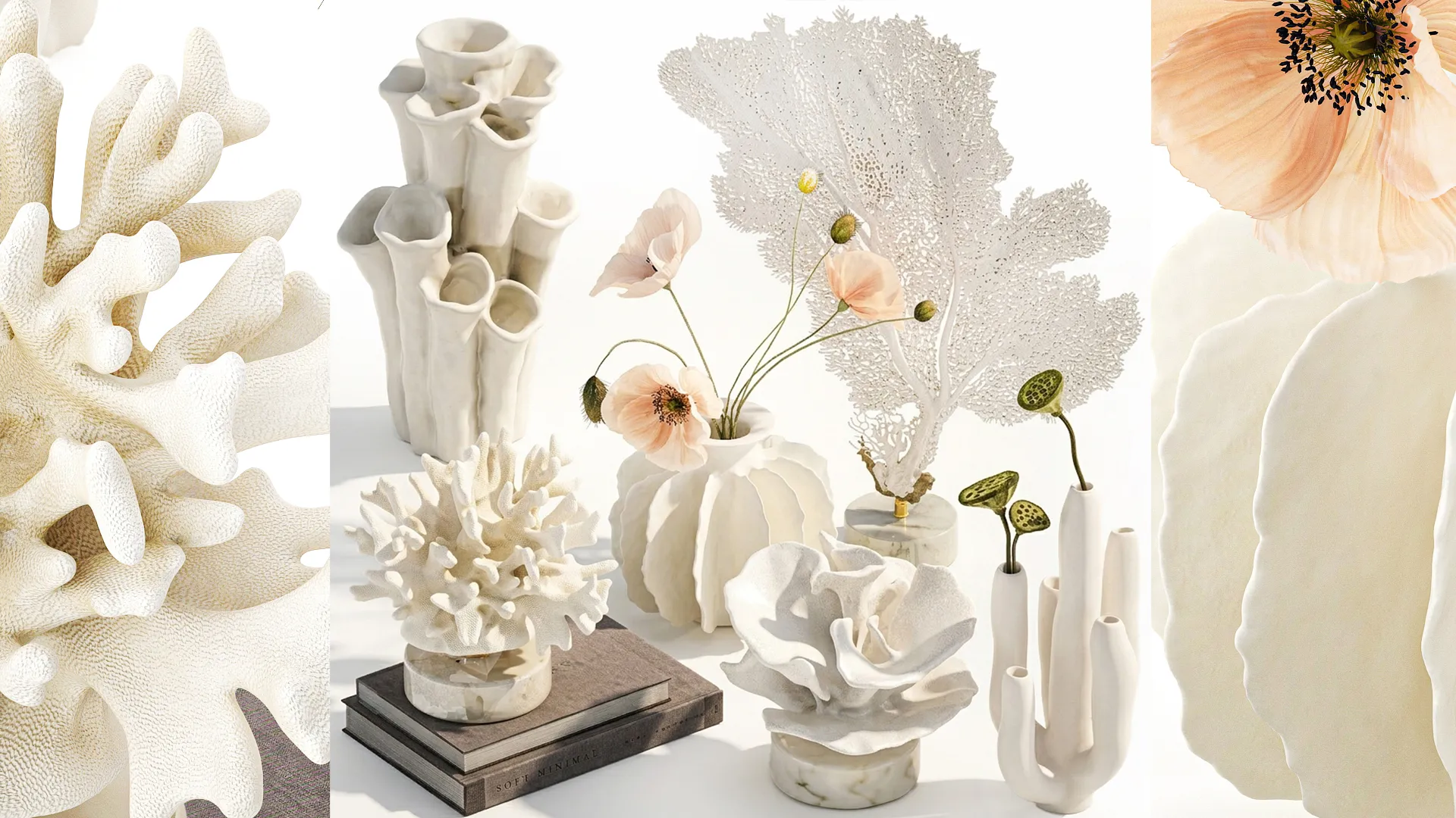 Marine decor figurines bouquet poppy lotus coral decor set 3D Model .c4d .max .obj .3ds .fbx .stl .blend 