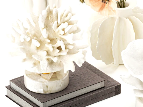 Marine decor figurines bouquet poppy lotus coral decor set 3D Model