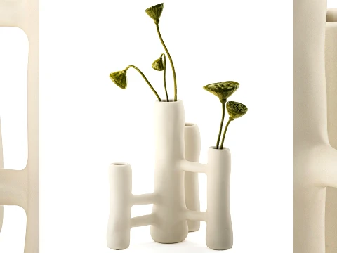 Minimalist bouquet dried flowers lotus branch top new decor 3D Model