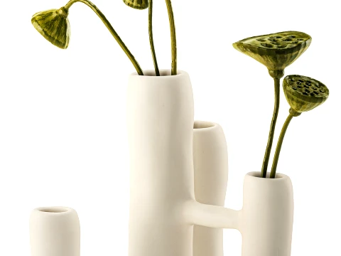 Minimalist bouquet dried flowers lotus branch top new decor 3D Model