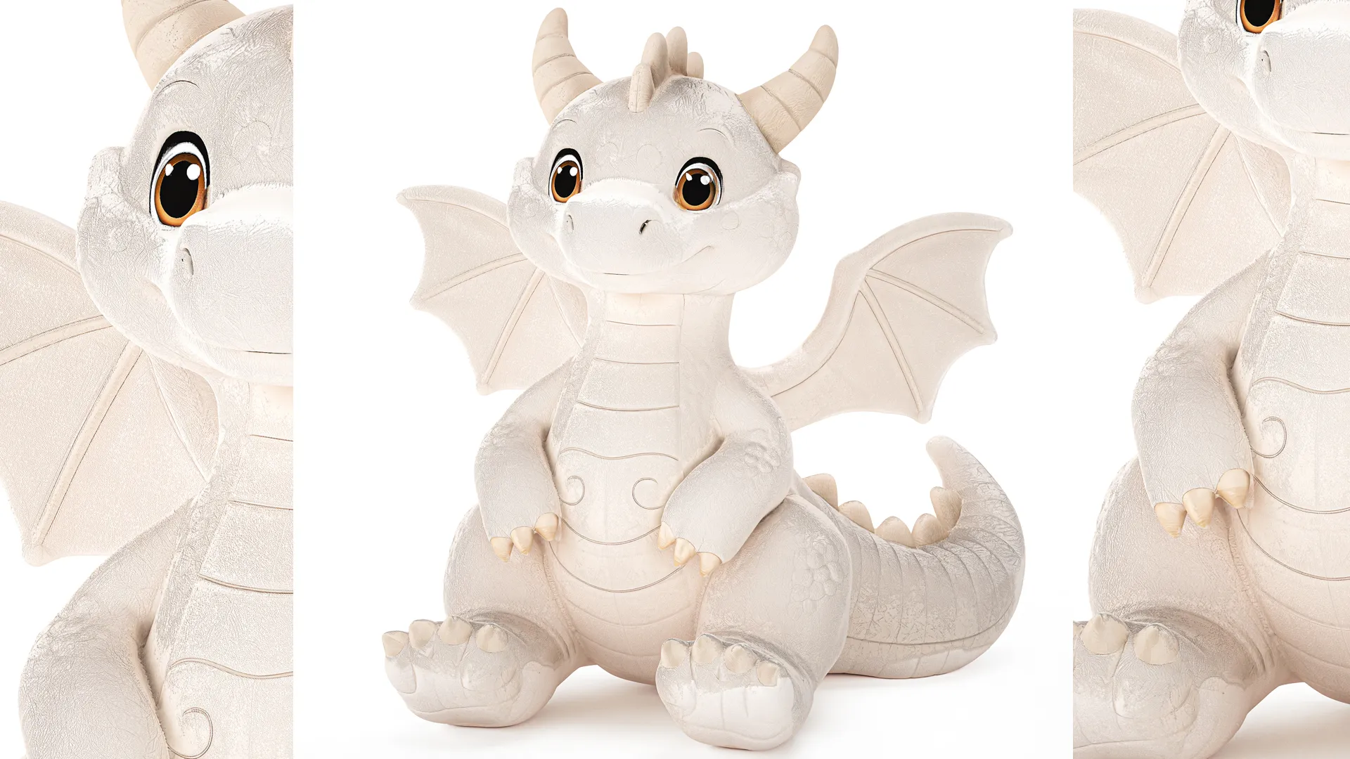 Soft plush toy white beige dragon wings new top 3D Model .c4d .max .obj .3ds .fbx .stl .blend