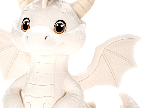 Soft plush toy white beige dragon wings new top 3D Model