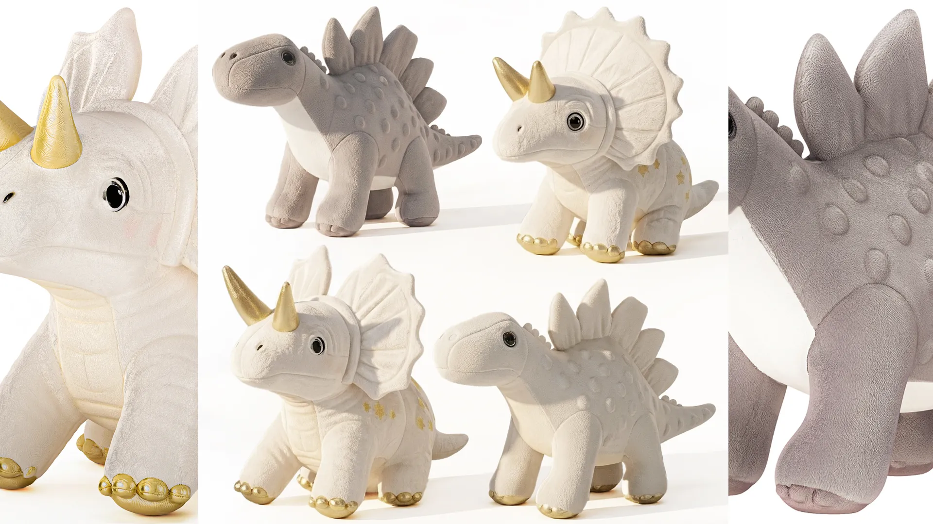 Collection of soft white plush dinosaur toys decor new top 3D Model .c4d .max .obj .3ds .fbx .stl .blend 