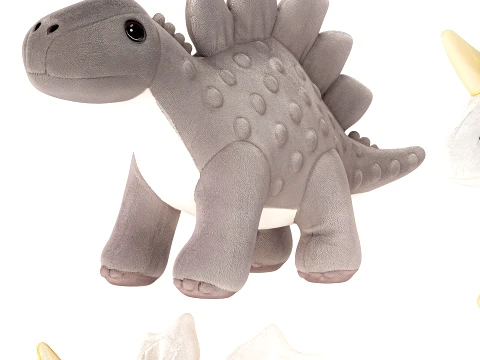 Collection of soft white plush dinosaur toys decor new top 3D Model