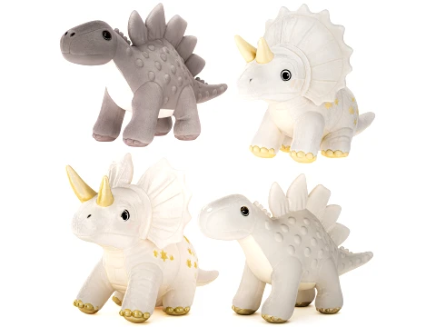 Collection of soft white plush dinosaur toys decor new top 3D Model