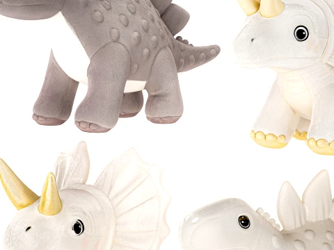 Collection of soft white plush dinosaur toys decor new top 3D Model