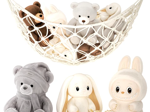 Plush Toys Teddy Bear Labubu Bunny Hammock rabbit 3D Model
