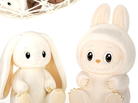 Plush Toys Teddy Bear Labubu Bunny Hammock rabbit 3D Model