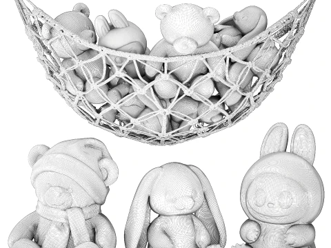 Plush Toys Teddy Bear Labubu Bunny Hammock rabbit 3D Model