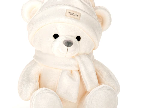 Set soft plush toy children teddy bear scarf hat decor 3D Model