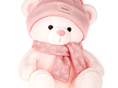 Set soft plush toy children teddy bear scarf hat decor 3D Model