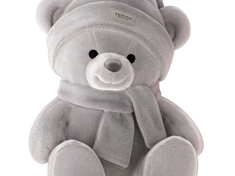 Set soft plush toy children teddy bear scarf hat decor 3D Model