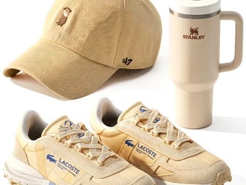 Sports decor set shoes sneakers cap bottle thermos 3D Model