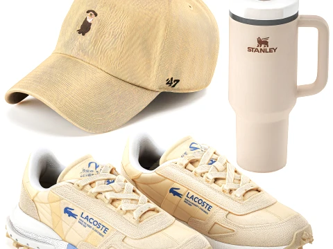 Sports decor set shoes sneakers cap bottle thermos 3D Model