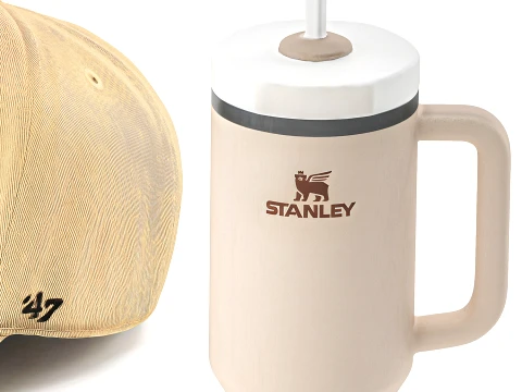 Sports decor set shoes sneakers cap bottle thermos 3D Model