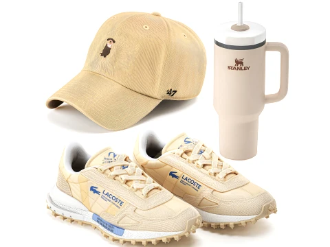 Sports decor set shoes sneakers cap bottle thermos 3D Model