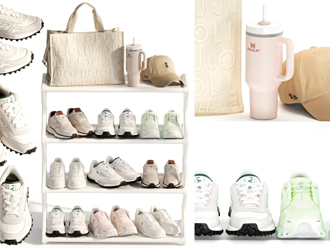 Shoe rack set sneakers cap bag hallway wardrobe new 3D Model