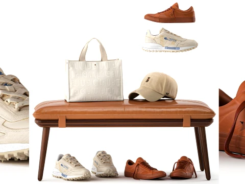 Shoe bench sneakers cap bag hallway wardrobe set top 3D Model