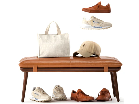 Shoe bench sneakers cap bag hallway wardrobe set top 3D Model