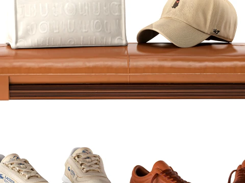 Shoe bench sneakers cap bag hallway wardrobe set top 3D Model