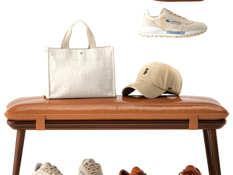 Shoe bench sneakers cap bag hallway wardrobe set top 3D Model
