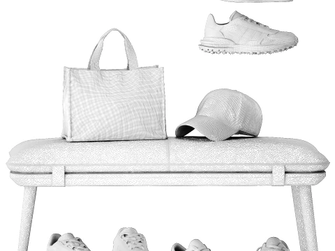 Shoe bench sneakers cap bag hallway wardrobe set top 3D Model