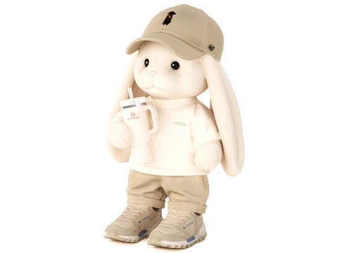 Childrens Soft Toy Bunny With A Cap And Sneakers 3D Model
