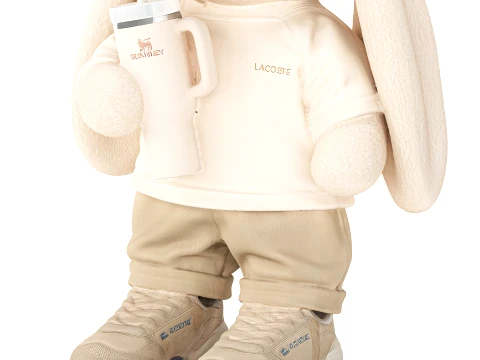 Childrens Soft Toy Bunny With A Cap And Sneakers 3D Model