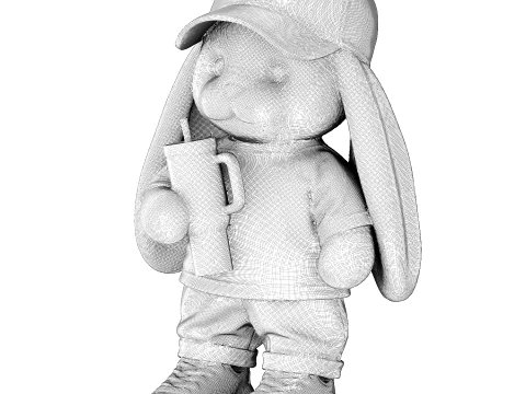 Childrens Soft Toy Bunny With A Cap And Sneakers 3D Model