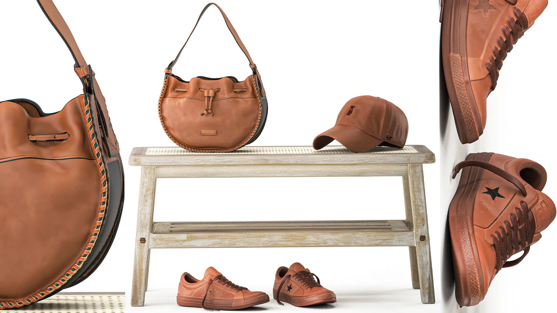 Shoe bench sneakers cap bag hallway wardrobe set top 3D Model .c4d .max .obj .3ds .fbx .stl .blend