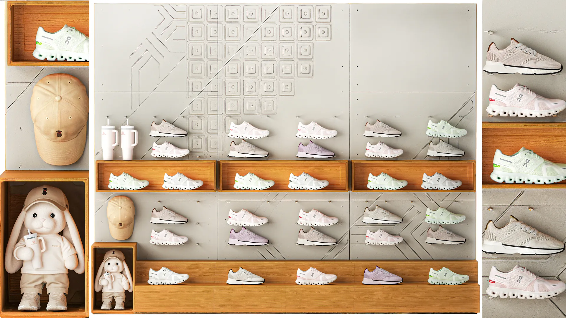 Sneakers set shoes sportswear merchandise store shelf 3D Model .c4d .max .obj .3ds .fbx .stl .blend 