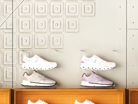 Sneakers set shoes sportswear merchandise store shelf 3D Model