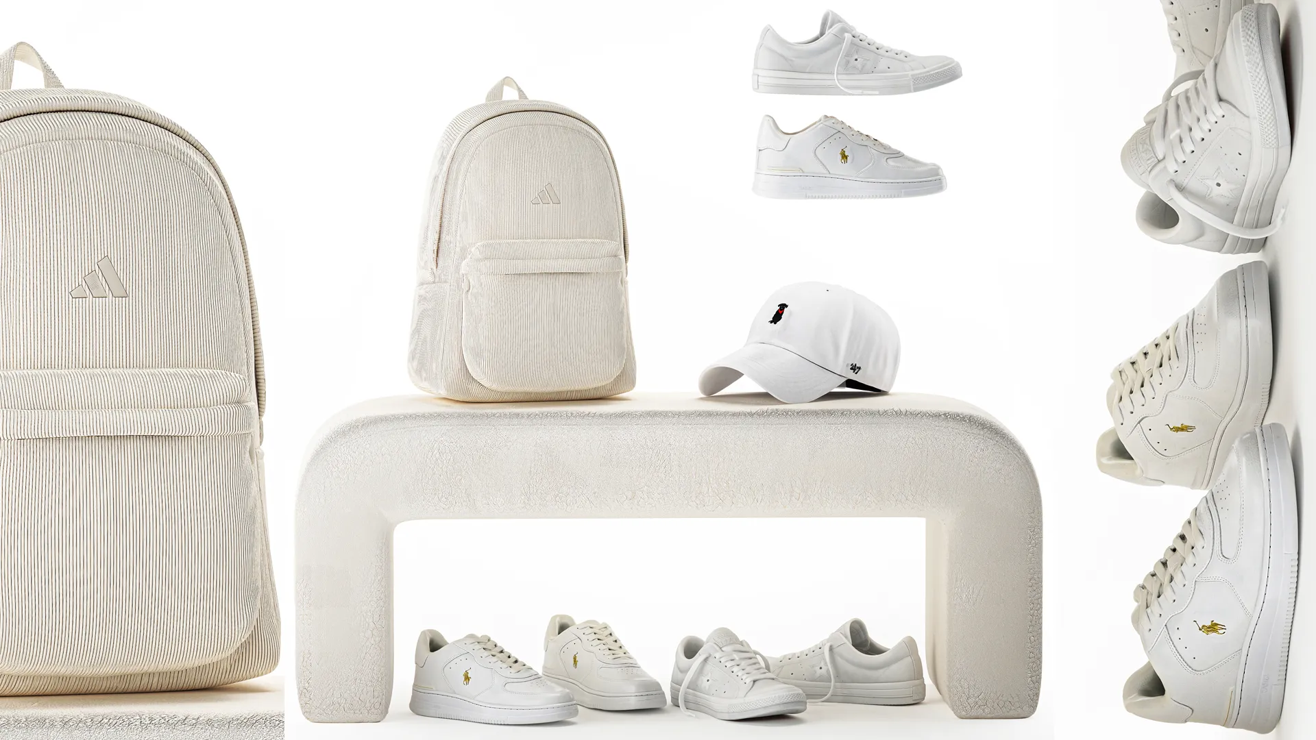 White benches minimalist shoes sneakers cap bag hallway interior 3D Model .c4d .max .obj .3ds .fbx .stl .blend 