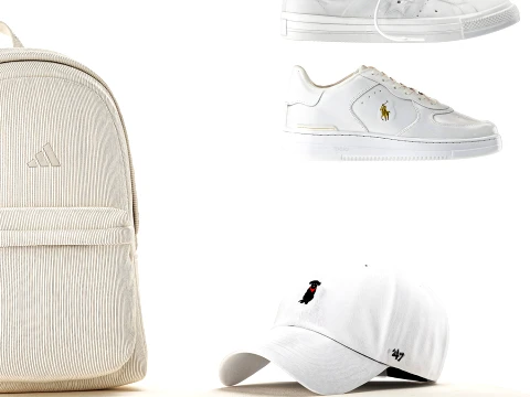 White benches minimalist shoes sneakers cap bag hallway interior 3D Model
