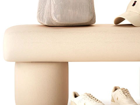 Sapatos de banco minimalistas bege, t&ecirc;nis, decora&ccedil;&atilde;o de interiores Modelo 3D