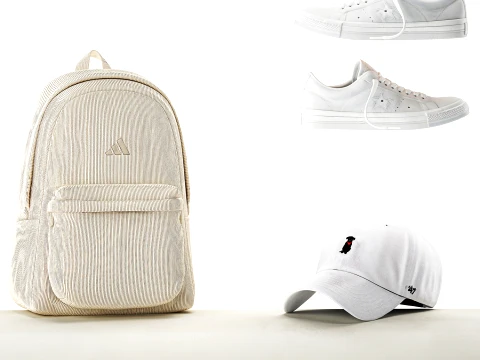 White benches minimalist shoes sneakers cap bag hallway interior 3D Model
