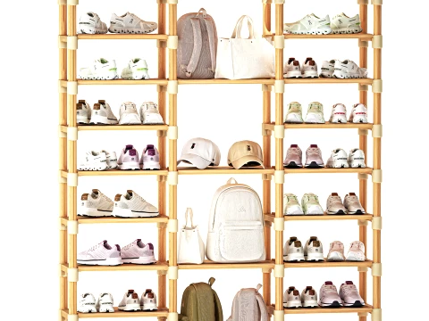 Shoe Rack Set Sneakers Cap Bag Backpack Wardrobe 3D Model