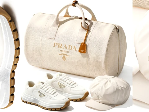 Italian branded clothig sneakers bag hat P R A D A top decor new 3D Model