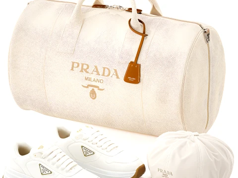 Italian branded clothig sneakers bag hat P R A D A top decor new 3D Model