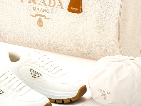 Italian branded clothig sneakers bag hat P R A D A top decor new 3D Model