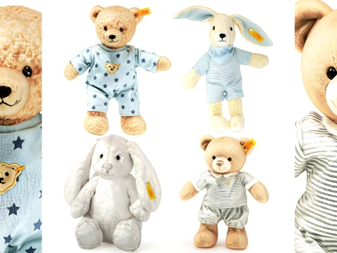 Soft plush children toys pajamas teddy bear bunny rabbit set decor 3D Model