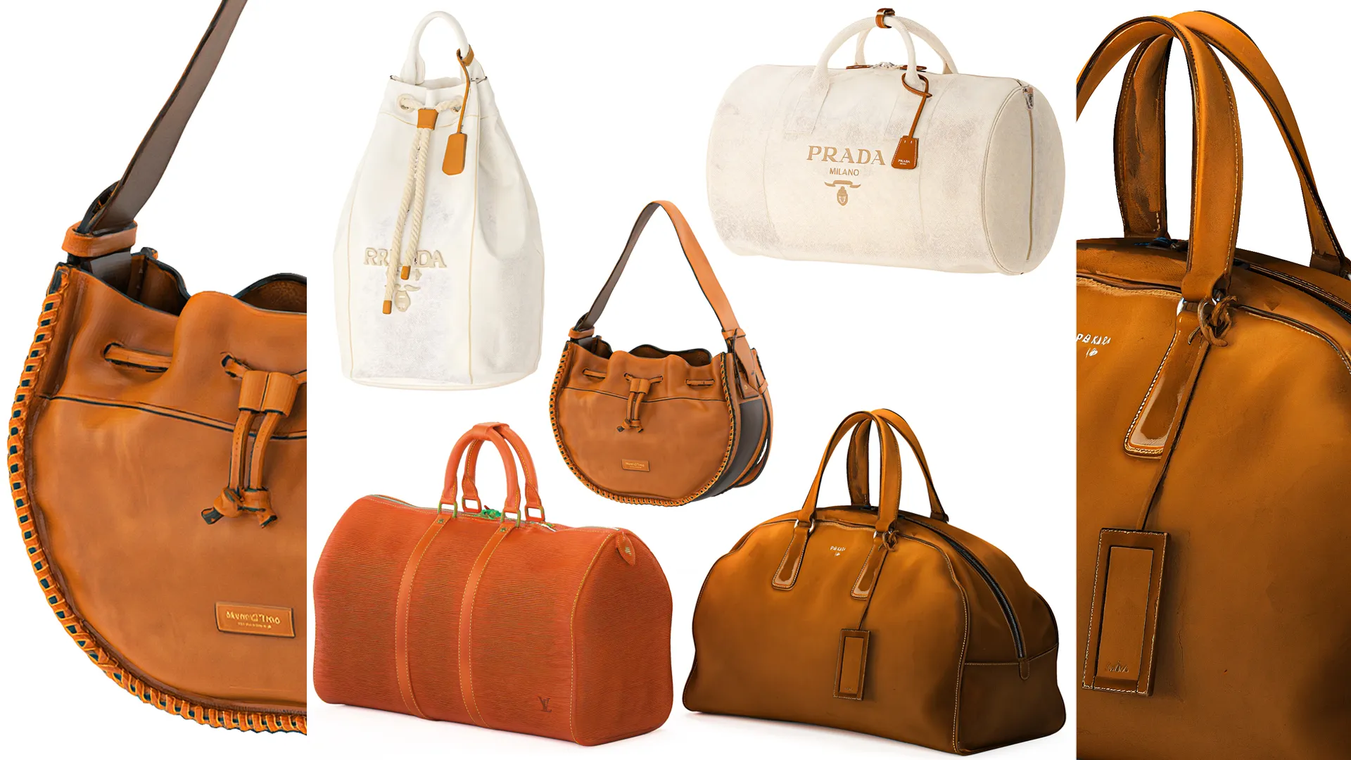 Set branded leather accessories bag backpack top decor 3D Model .c4d .max .obj .3ds .fbx .stl .blend 